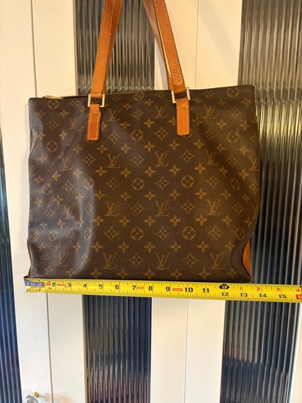 Louis Vuitton Monogram Canvas Tote with Cognac Straps - Picture 15 of 16